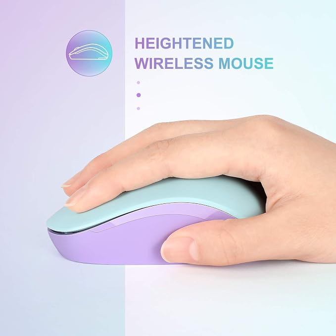 seenda Wireless Mouse for Laptop, 2.4G Noiseless Mouse with USB Receiver - Optical Tracking Portable Computer Mice for Chromebook, PC, Tablet, Windows System, 24 Months Battery Life -Mint Green&Purple