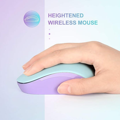 seenda Wireless Mouse for Laptop, 2.4G Noiseless Mouse with USB Receiver - Optical Tracking Portable Computer Mice for Chromebook, PC, Tablet, Windows System, 24 Months Battery Life -Mint Green&Purple
