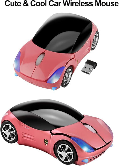 Wireless Mouse Cute Sport Car Shape Mouse Optical Ergonomic Gaming Mice Mini Small Office Gift for Boy Girl Men Women Kids Mom Dad with USB Receiver for PC Laptop Computer Mac,1600DPI 3 Buttons