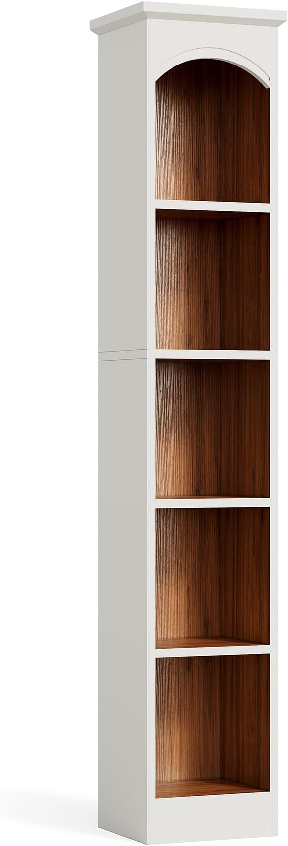 LITTLE TREE 70.9" Tall Bookshelf, 5-Tier Open Bookcase with Cubes, Bookshelf with Storage Space, Freestanding Narrow Bookcase for Home Office, White, 1 Pack