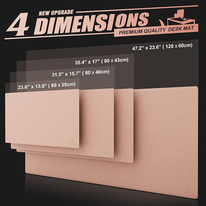K KNODEL Large Office Leather Desk Mat, Mouse and Keyboard Pad, Computer and Laptop Mat, Desktop Protector and Cover, Writing Pad and Blotter (31.5"x15.7", Pink)