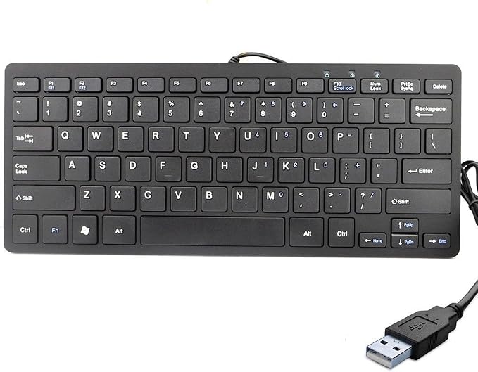 iKKEGOL USB Mini Slim Wired 78 Key Small Super Thin Compact Keyboard for Desktop Laptop PC Win 7 Mac (Black)