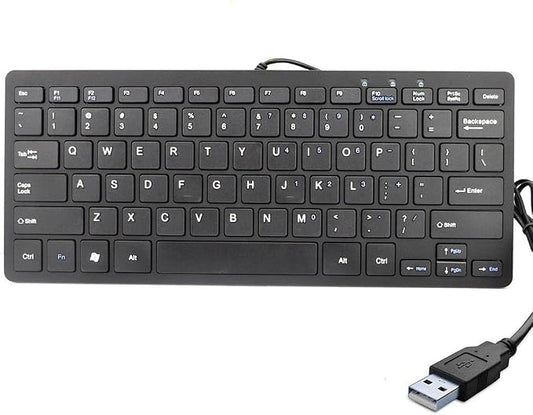 iKKEGOL USB Mini Slim Wired 78 Key Small Super Thin Compact Keyboard for Desktop Laptop PC Win 7 Mac (Black)