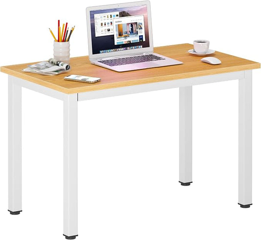 DlandHome 31.5 inches Small Computer Desk for Home Office Activity Table Writing Table for Small Spaces Study Table Student Laptop Desk Teak and White DND-AC3TW-8040,Teak + White