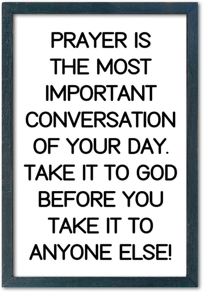 YWJKWLGS Christian Prayer Wall Art, 11x16 Framed, Inspirational Quote for Bedroom