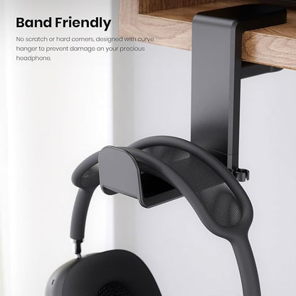 3in1 Rotating Headphone Holder - EURPMASK 3in1 PC Gaming Headset Holder w/Detachable Controller Holder, Adjustable Clamp-on Headset Stand,Headphone Hanger Hook Under Desk w/Cable Clip Organizer,Black