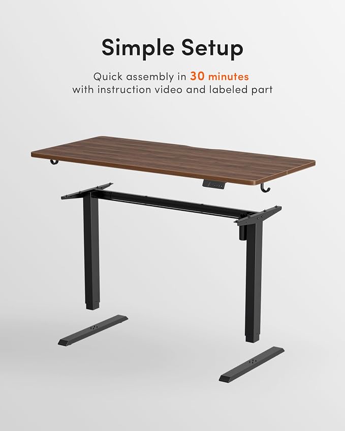 DESINO Standing Desk, 40 × 24 Inches Electric Height Adjustable, Sit and Stand Up, Computer Office Desk with Splice Board, Black Frame/Black Walnut TOP