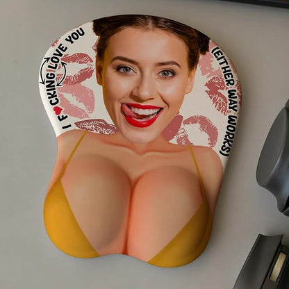 Custom Face Funny & Naughty Personalized Photo 3D Mouse Pad, Custom Face Sexy Body 3D Mouse Pads for Naughty Couple Funny Coworkers Troll, 3D Mouse Pads Adult Jokes Gifts for Couple Coworker Troll (2)