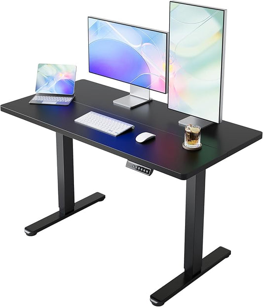 HUANUO 55 x 28 inch Electric Standing Desk Adjustable Height, 4 Memory Height Settings, Sit Stand Up Desk for Home Office & Computer Workstation, Black