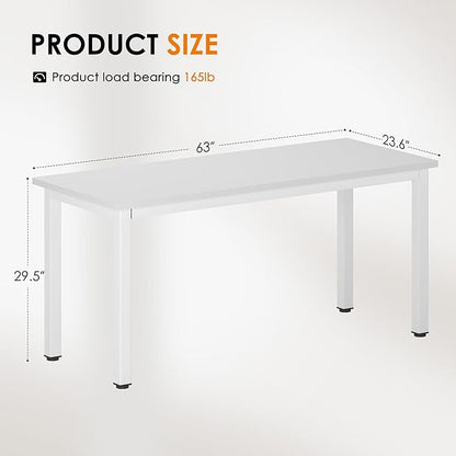 SogesHome 63 inches Computer Desk Office Desk Gaming Desk PC Desk Coner Computer Table Writing Table Workstation, for Home Office Use, White, AC3DW-160-SH