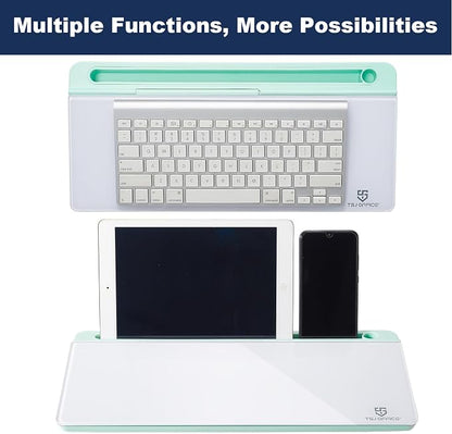 TSJ OFFICE Desktop Whiteboard Dry-Erase-Board - Computer Keyboard Stand White Board Surface Pad with Drawer, Desk Organizers with Accessories for Office, Home, School Supplies - Green