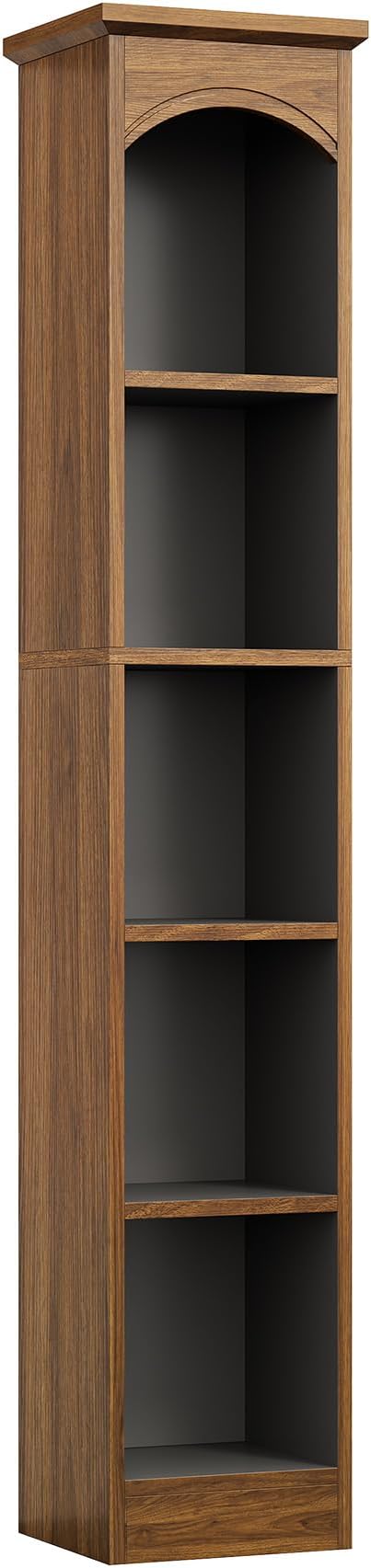 LITTLE TREE 70.9" Tall Bookshelf, 5-Tier Open Bookcase with Cubes, Bookshelf with Storage Space, Freestanding Narrow Bookcase for Home Office, Brown, 1 Pack