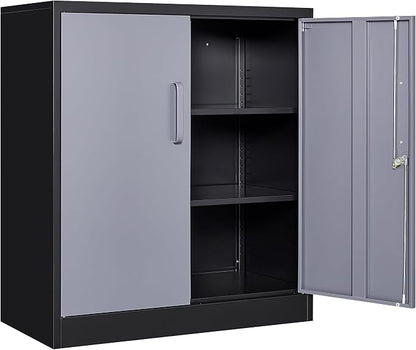 SISESOL Storage Cabinet with Doors and Shelves,36 inch Metal Storage Cabinet with Locking Doors,Small Metal Cabinets with Lock,Gray Garage Cupboard for Home Office,Garage,Shop