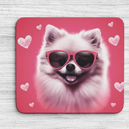 Pink Mousepad Glamour Dog Pomeranian Mouse Pad for Home Office Gaming Working Desk Computer Desktop Accessories Non-Slip Rubber Mousepad for Dog Lovers