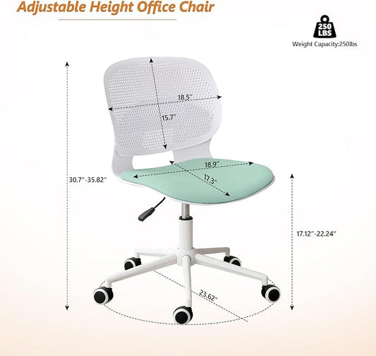 Home Office Chair, Armless Mid-Back Computer Desk Chair with Breathable Backrest and Padded Cushion, Height Adjustable Swivel Ergonomic Task Chair for Home, Work, Study