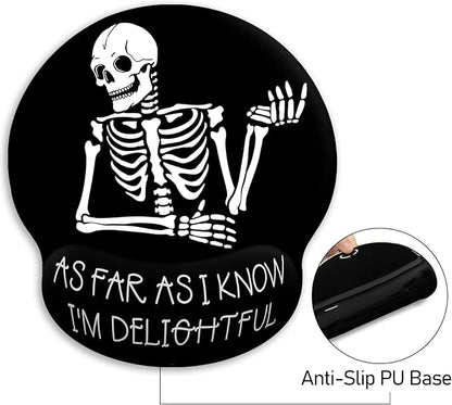 Ergonomic Mouse Pad with Wrist Support, Gothic Skull Skeleton Mouse Pad with Wrist Rest, Gaming Mousepad with Non-Slip Pain Relief PU Base, Cute Mouse Pad for Desk Accessories Office Supplies Decor
