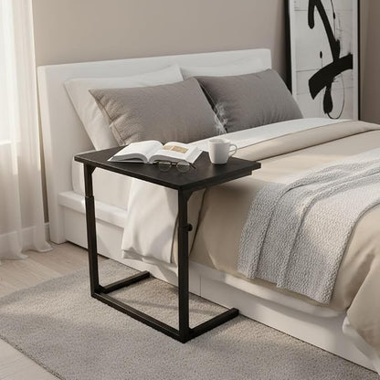Height Adjustable C-Shaped Sofa Side Table, Laptop Table for Couch & Bed, Black