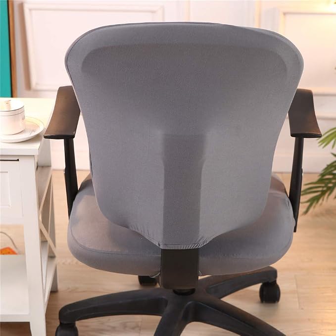 Jinzio Computer Office Chair Cover - Split Protective & Stretchable Cloth Polyester Universal Desk Task Chair Chair Covers Stretch Rotating Chair Slipcover, Grey