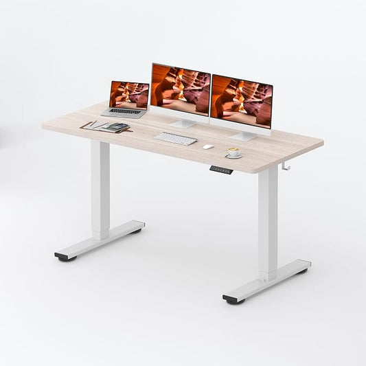 Standing Desk,Large 63x31 Inches Height Adjustable Stand Up Desks with Cable Management, Home Office Computer Desk with Cup Holder & Memory Preset, White Wood Grain