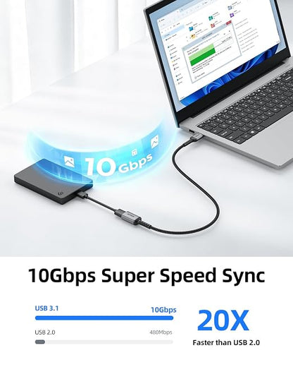 USB 3.0 Extension Cable [3FT 2Pack] Nylon Braided USB A-Male to A-Female Extender Compatible with Webcam, Camera, Hub, Mouse, Keyboard, Hard Drive, Headset,Gamepad, Printer, Memory Disk.