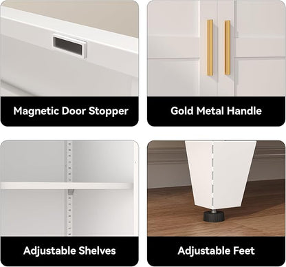COFaR 71" Metal Pantry Cabinet with 5 Adjustable Shelves, White Storage Cabinet with Doors, Sturdy Freestanding Cupboard for Kitchen Organization, Living Room & Bathroom