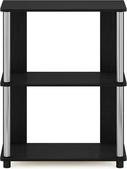 Furinno Jaya Simple Design 3-Tier Bookcase/Bookshelf/Display Rack with Stainless Steel Tubes, Americano