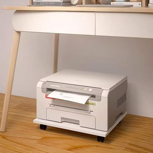 Printer Shelf Stand Under Desk Printer Stand with 4 Caster Wheels Office Movable Printer Copier Stand CPU Holder White Rolling Plant Rack Tray Printer Carts & Stands