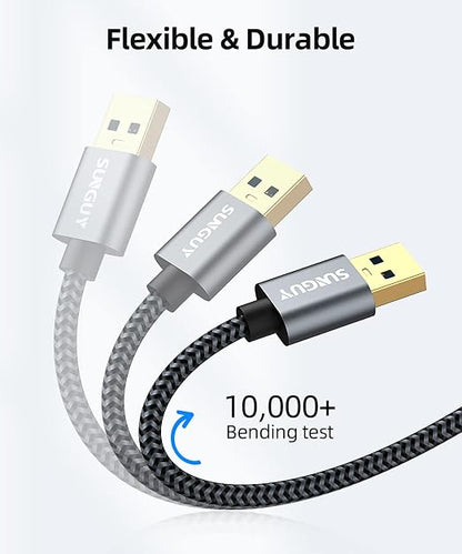SUNGUY USB 3.0 Cable, 3.3FT USB Type A Male to Type A Male, Transfer Rate Up to 5Gbps Cable Compatible with Printers, Modems, Hard Drives, Cameras, HDD, DVD, Laptops, etc.