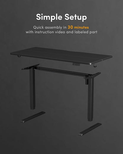DESINO Standing Desk, 55 × 24 Inches Electric Height Adjustable, Sit and Stand Up, Computer Office Desk with Splice Board, Black Frame/Black TOP