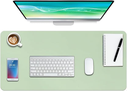Boutilon Leather Desk Pad Protector,Non-Slip Mouse Pad,Laptop Desk Pad,Office Mouse Mat,Waterproof Leather Desk Blotter,Desk Writing Pad for Office and Home (XL-Green,35.4"x 15.7")