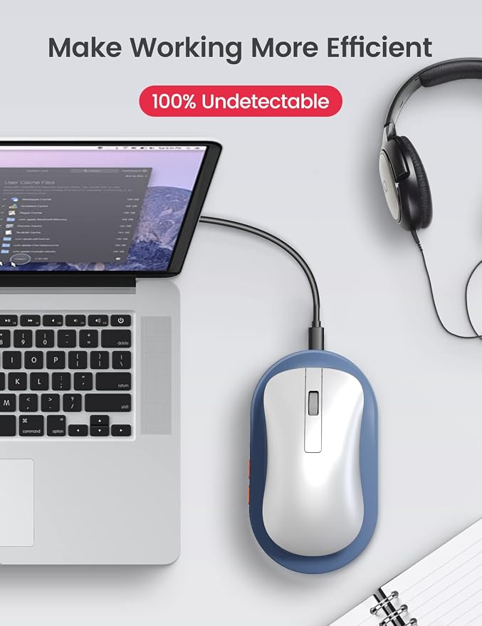 Vaydeer Ultra Slim Mouse Mover, Air 3 Mouse Jiggler with Adjustable Interval Timer, Undetectable & Noiseless, Simulates Realistic Movement, Driver-Free Shaker for Keeping The PC Active (Misty White)