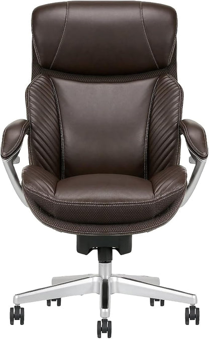 iComfort i6000 Series Big & Tall Ergonomic Bonded Leather High-Back Executive Chair, Brown/Silver