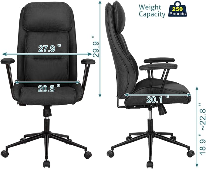 High Back Office Desk Chair,Ergonomic Reclining Office Chair,Modern Swivel Computer Chair,Conference Room Chairs,Black Leather Chair with Lumbar Support,330lbs