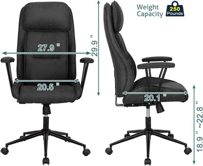 High Back Office Desk Chair,Ergonomic Reclining Office Chair,Modern Swivel Computer Chair,Conference Room Chairs,Black Leather Chair with Lumbar Support,330lbs
