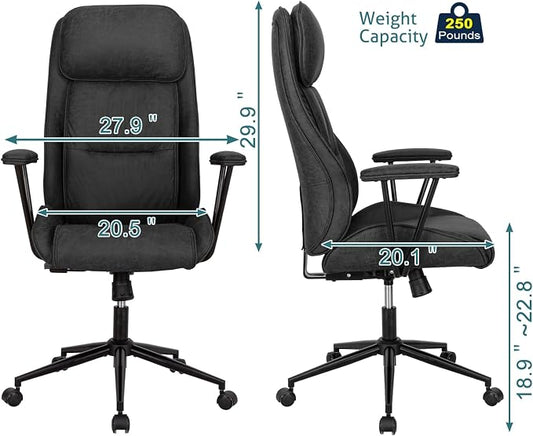 High Back Office Desk Chair,Ergonomic Reclining Office Chair,Modern Swivel Computer Chair,Conference Room Chairs,Black Leather Chair with Lumbar Support,330lbs