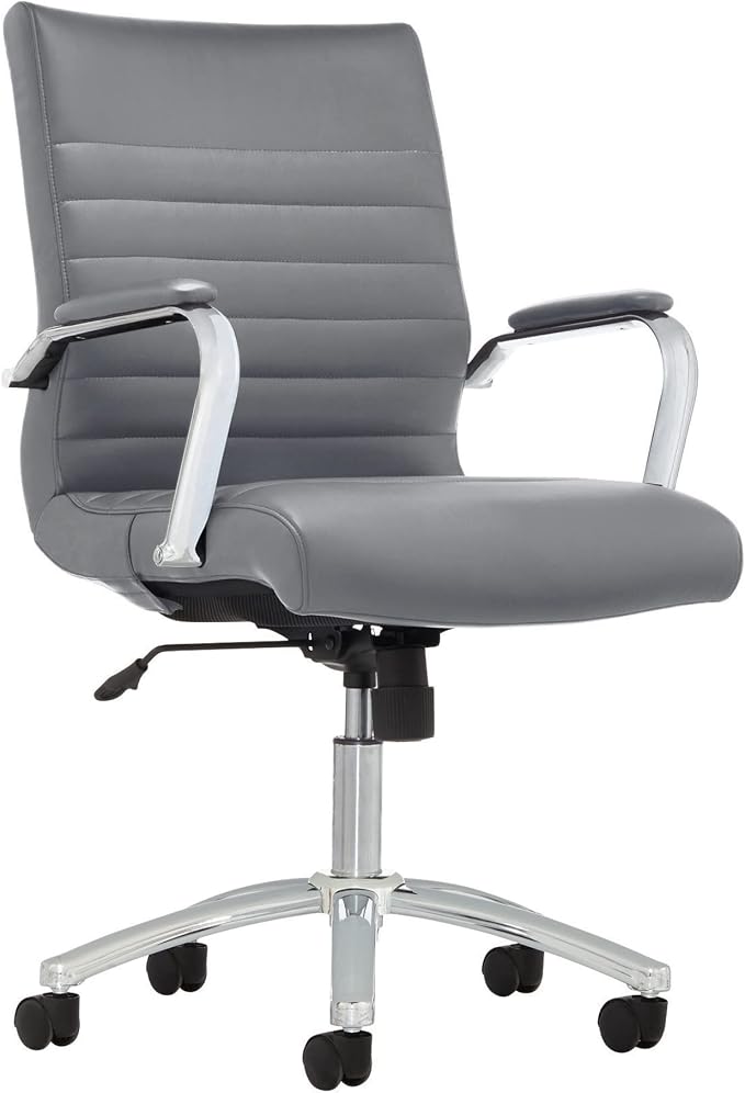 Realspace® Modern Comfort Series Winsley Bonded Leather Mid-Back Chair, Gray