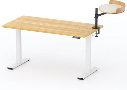 FLEXISPOT EN2 55" x 28" Standing Desk with Solid Wood Cat Bed Bundle, 1" Thick Desktop, Desk-Mounted Cat Perch with Scratcher, Maple