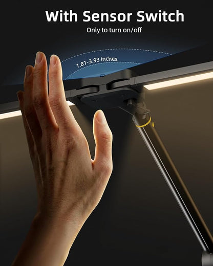 Desk Lamps for Home Office, Sensor Switch Dual Lamp Head | 270° Rotatable & Extendable Aluminum Alloy Arm, Eye-Caring, 24W Dimmable 3 Color Modes Desk Light with Clamp