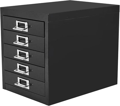 Office Storage Cabinet - File Cabinet Mini 5 Tier Metal File Organizer Document Organizer, for Home, Office, Desk (Black)