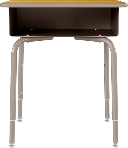 Flash Furniture Billie Student Desk - Maple Open Front School Desk - Silver Metal Frame - 24"W x 18"D Adjustable Height, Durable for School or Remote Learning