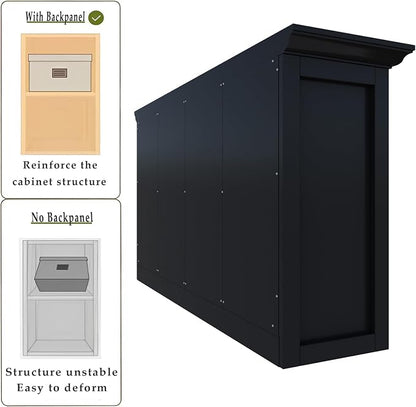 OSCHF Cube Shelf Bookcase with Base - Wooden 2 Tiers Floor Standing Low Storage Cabinet for Home and Office, 8-Cube Lattice Bookshelf, Black