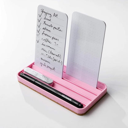 DeltaHub Reusable To-Do List for Desk - Dry Erase Daily Planner with 2 Cards, Marker & Eraser - Minimalist Desktop Organizer for Office, Work from Home - Analog Productivity Tool (Pink)