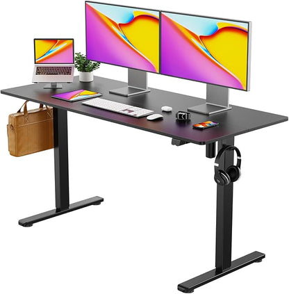 Our Modern Space Height Adjustable 55" Electric Standing Desk - Upgraded Ultra Durable Home Office Large Rectangular Computer or Laptop Sit Stand Workstation - 55 x 24 Inch