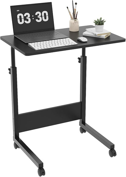 VINGLI Portable Computer Workstation, Standing Desk Adjustable Height, Small Computer Desk w/Rolling, Sit Stand Laptop Desk TV Tray for Bed Sofa Hospital Reading Eating, Black, 23.6"