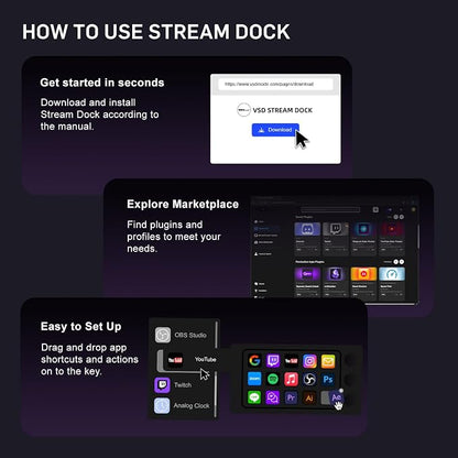 ActionRing Stream controller deck for PC Work and Live streamers,Macro Pad for video and image editing,World's First-Ever Transparent Magnetic Stream Dock(Black)