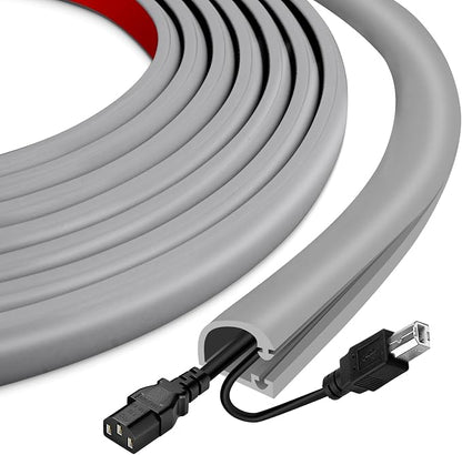 Silicone Cord Covers Wall Self-Adhesive Cord Covers for Wires on Wall Wire Hider Flexible Cable Hider with Side-Opening for Home Office TV Cable Management (0.31" W x 0.31" H x 118" L, Gray)