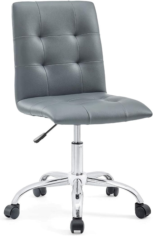 Modway Prim Ribbed Armless Mid Back Swivel Conference Office Chair In Gray