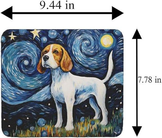 Starry Night Dog Mouse Pad for Home Office Gaming Working Desk Computer Desktop Accessories Non-Slip Rubber Mouse Pad for Dog Lovers (Beagle)