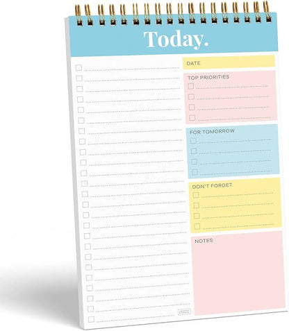 Sweetzer & Orange Daily & Weekly To Do List Notepad – Undated Work Planner & Organizer with Wish List Section, 52-Sheet Coiled Task Pad for Productivity – TURQUOISE To Do List Notebook for Work