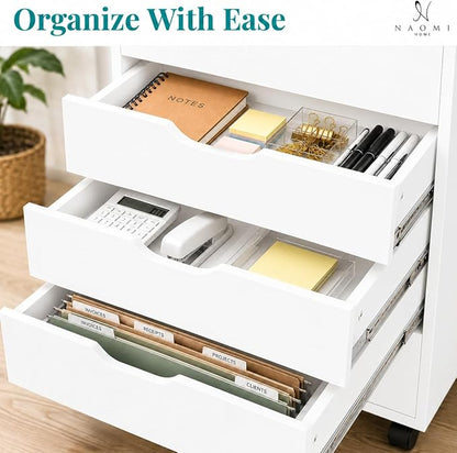 Naomi Home Debbie Office File Cabinet with 7 Drawers, Rolling Storage Organizer for Home Office & Workspace